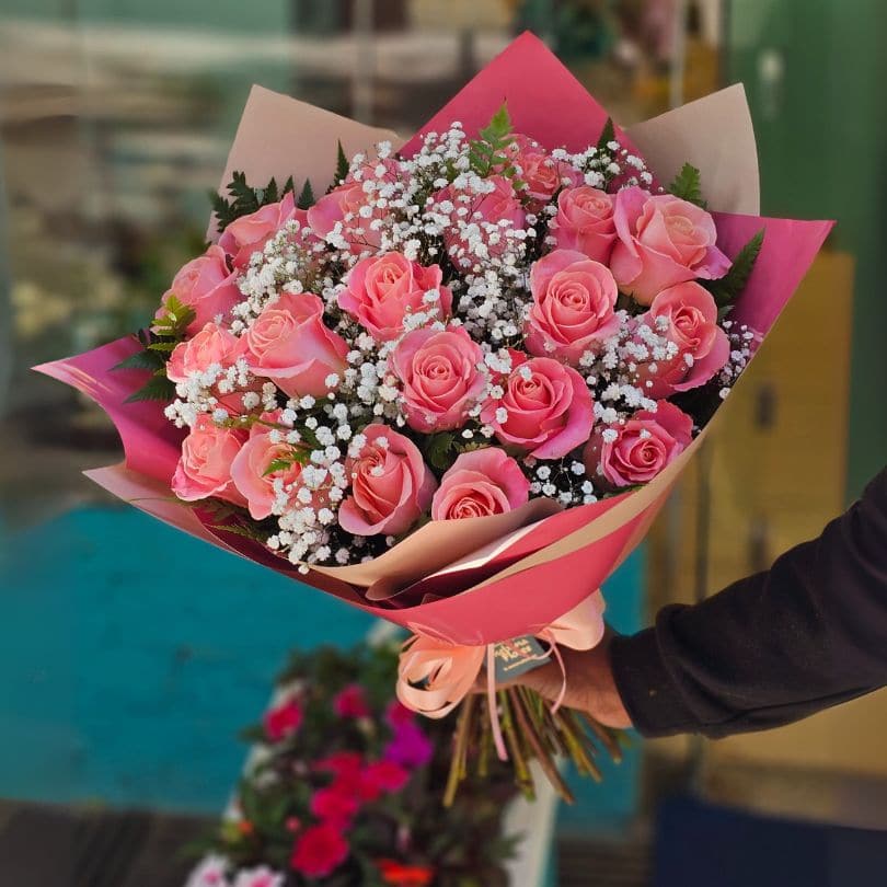 buquê rosa ikebana flores